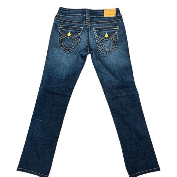 True Religion Straight Yellow Stitch / Buttons Flap Pocket Jeans Women's Size 26 - Picture 7 of 13